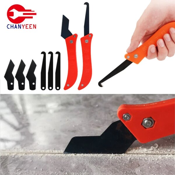 Professional Tile Gap Repair Hook Knife for Cleaning Removal Old Grout Tungsten Steel Joint Notcher Hand Construction Tools