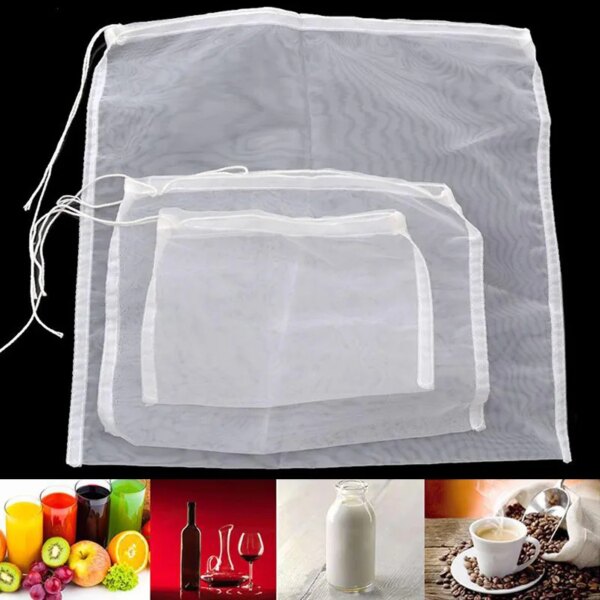 Reusable Strainer Bag Nylon Filter Nut Milk Bag Net Yogurt Tea Beer Coffee Oil Food Filter Strainers Mesh Kitchen Strainer Bags