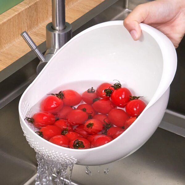 Rice Sieve Plastic Colander Kitchen Drain Basket with Handles Rice Bowl Strainer Strainer Basket Sink Drain Kitchen Tools