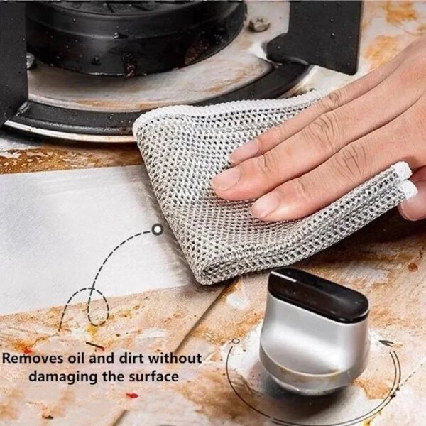 Rust Removal Cleaning Cloth Kitchen Magic Dishwashing Towel Metal Steel Wire Cleaning Rag Microwave Stove Daily Tools Dish Cloth