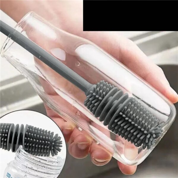 Silicone Cup Brush Milk Bottle Cleaning Brush Long Handle Water Bottles Cleaner Glass Cup Cleaning Brush Kitchen Cleaning Tools