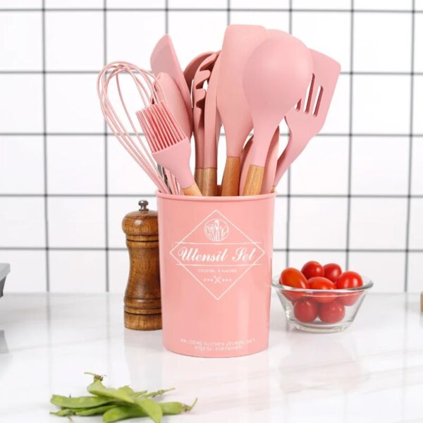 Silicone Kitchen Cooking Utensil Set, 12 pcs Spatula Set , Non-stick Heat Resistant - Best kitchen Cookware Set