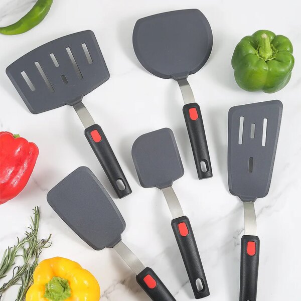 Silicone Spatula for Non Stick Pots High-temperature Resistant Household Stir Fry Spatula Spring Steel Kitchen Utensils