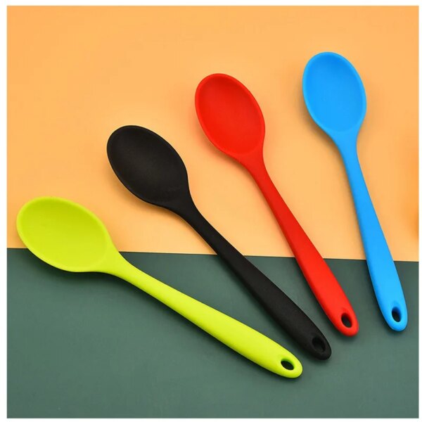 Silicone Spoon Mixing Soup Spoons Kitchen Non-stick Ladle Spoon Cooking Utensils Kitchenware Tool for Stirring and Serving