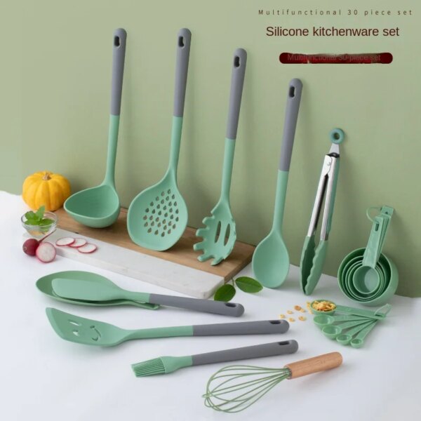 Silicone kitchenware set, silicone shovel, high-temperature-resistant soup shell, noodles, household spoon, leaking spoon