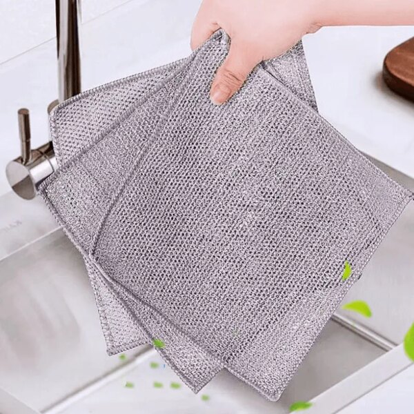 Silver Cleaning Cloth Magic Dish Towel Reusable Non Stick Oil Dishcloth Pot Strong Rust Removal Replace Steel Wire Balls Rag