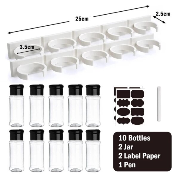 Spice Jars Seasoning Shaker Bottles Plastic Kitchen Spices Storage Condiment Jar Salt Pepper Boxes Kitchen Spice Organizer Rack