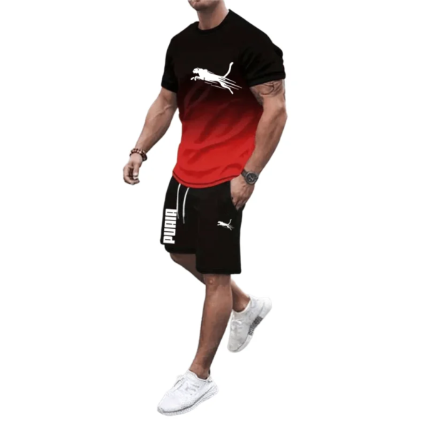 Sports high-quality men's summer 2024 new men's short sleeved T-shirt set, two-piece set, full set of sportswear, summer