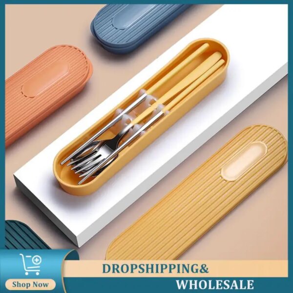 Stainless Steel Cutlery Set Comfortable Feel Chopsticks Spoon Set Portable Cutlery Set/knife Fork Spoon Set Suit Cutlery Box Set