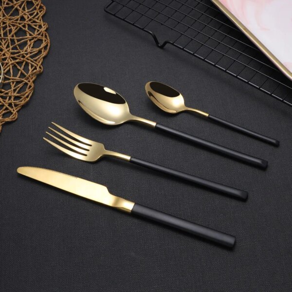 Stainless Steel Cutlery Set Luxury Gold Steak Knife Fork Spoon Tableware Dinnerware Kitchen Flatware