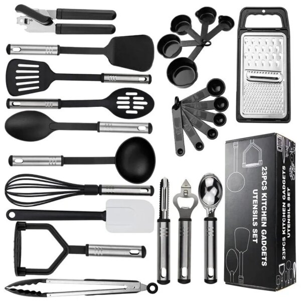 Stainless Steel Nylon Kitchenware Kit Household Cooking Kitchenware 25-Piece Set Kitchen Gadget Set Baking Tool