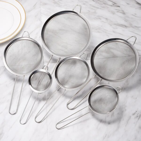 Stainless Steel Wire Fine Mesh Oil Strainers Flour Colander Sieve Sifter Filter Baking Kitchen Accessories