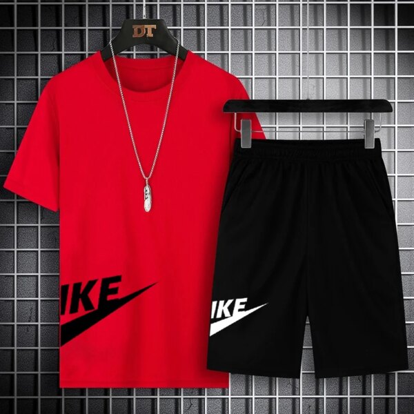 Summer men's Clothing Two Pieces Sets Mens Casual Tracksuit Men Print short sleeve Sets mens t-shirt+shorts Fitness Sportswear