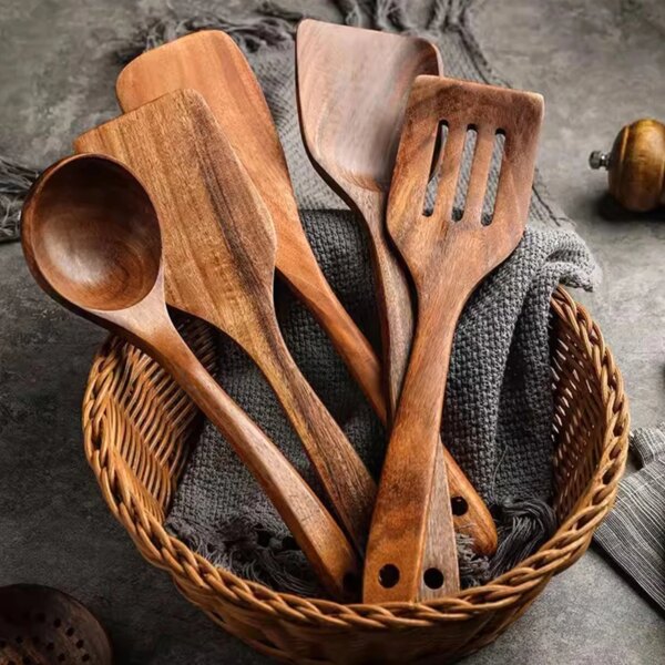 Teak Wooden Spatulas Kitchen Utensils Cooking Utensil Eco-Friendly Wood Spatula for Non Stick Cookware