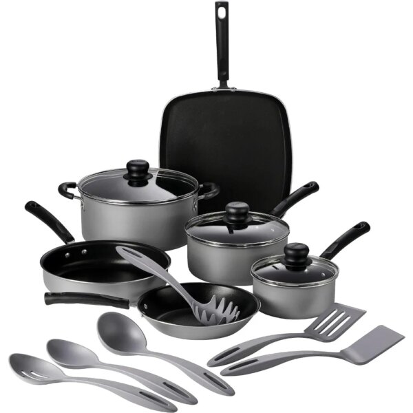 Tramontina 15 pc Aluminum Nonstick Cookware Set with Utensils - Silver, 80143/035DS