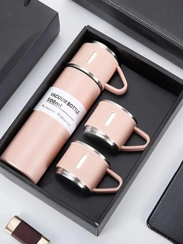 double wall insulated custom box gift tumbler water bottle thermal vacuum flasks set one big match three small bowl