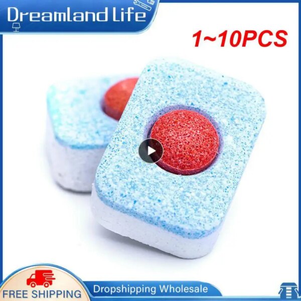 1~10PCS Newest Dishwasher Cleaner Concentrate Detergent Dish Washing Oil Remover Dirty Decontamination Tablet Kitchen