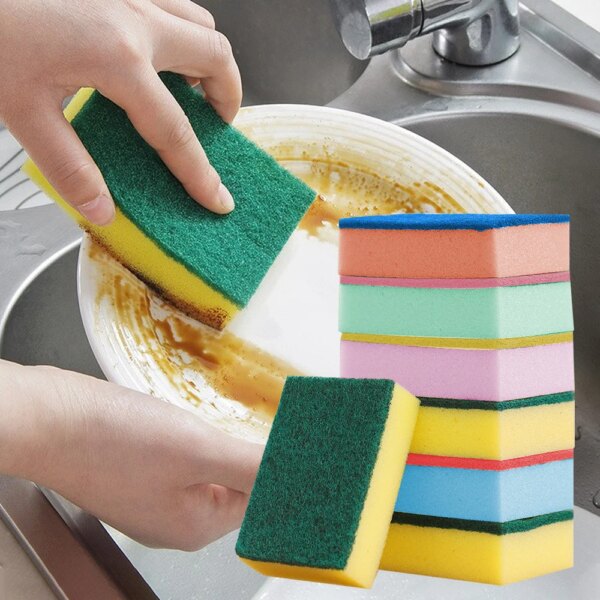 1/10Pcs Double Side Dishwashing Sponge Pan Pot Dish Wash Sponges Household Cleaning Tools Kitchen Tableware Dish Washing Brush