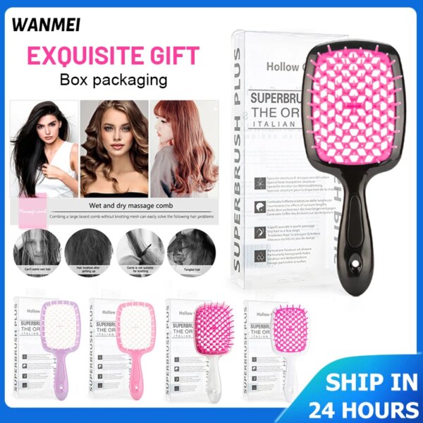 1 Pcs Boxed Original Comb Unbrush Detangling Hair Brush Hollowing Out Hairbrush Dry Wet Hollow Comb  Salon DIY Haidressing Tools