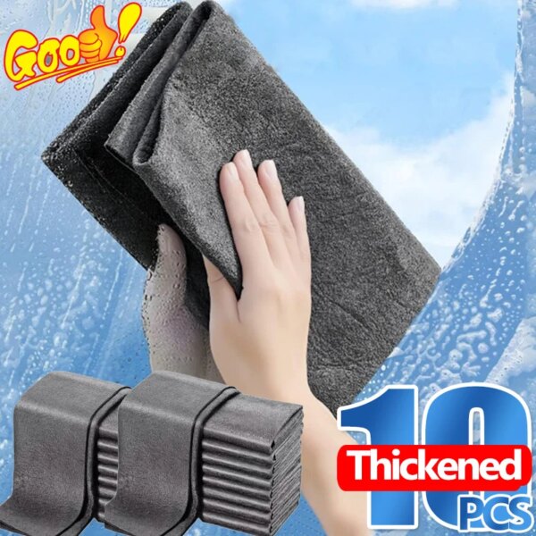 10/1Pcs Thickened Magic Cleaning Cloths Reusable Microfiber Washing Rags Car Window Mirror Glass Wipe Towels Household Clean Rag