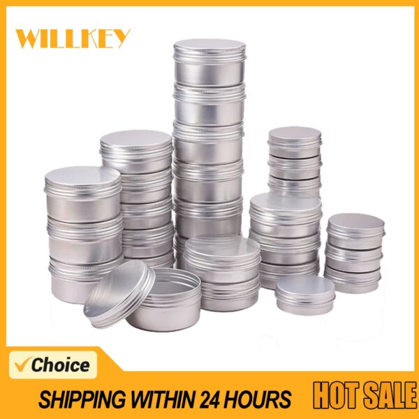 10/20/30PCS 50/100ML Metal Round Tins Aluminum Empty Silver Cans With Screw Lid Jars For Salve Spices Candles Lipstick Cosmetic