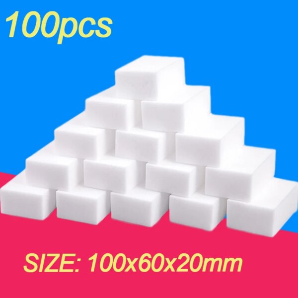 100PCS Melamine Sponge Magic Sponge Eraser for Dish Car Office Cleaner Cleaning Sponge Kitchen Bathroom Accessories 100*60*20mm