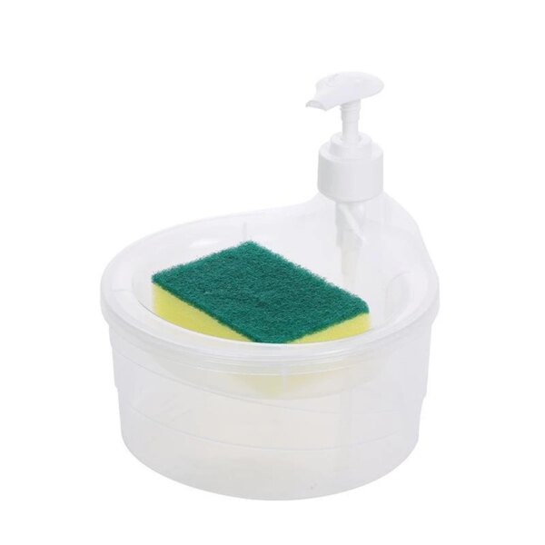 Self Cleaning Creative Kitchen Dishwashing Liquid Dispenser Press Box Soap Dispensing Box With Sponge Dishwashing Brush Set