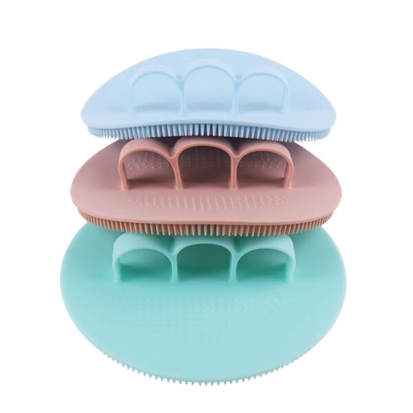 Silicone Body Scrubber Natural Bristles Skin Exfoliator Scrub Shower Sponge Brush Silicone Bath Shower Brush