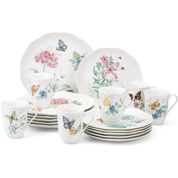 18-Piece Dinnerware Set Kitchen Plates Dinner Sets Crockery Family Tableware