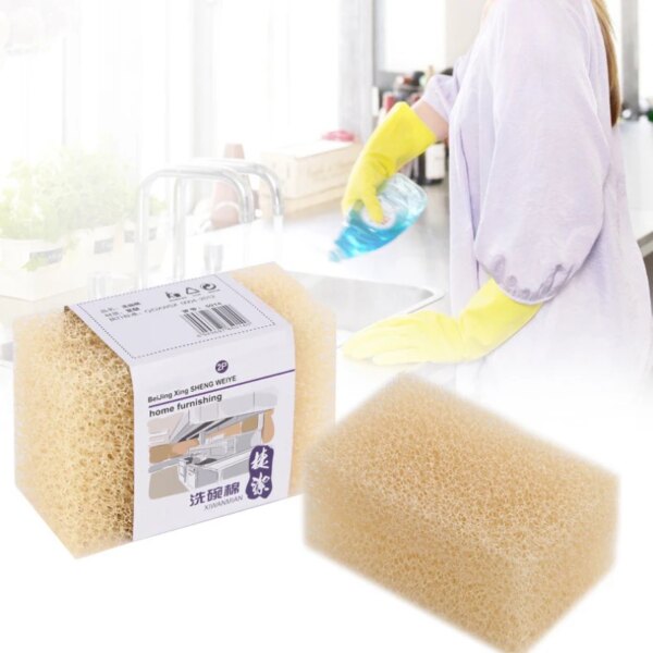 1PC Imitation Loofah Dishwashing Sponge Dishwashing Cotton Kitchen Cleaning Decontamination Non-stick Oil Brush Pot