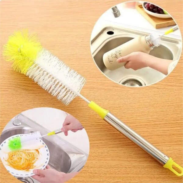 1Pc Random Plastic Baby Bottle Brushes Long Bristles Bendable Rotatable Cup Brush Milk Feed Bottle Scrubbing Clean Tools