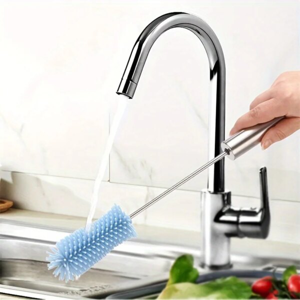 1pc Semi-Automatic Rotary Cleaning Brush for Milk Bottles and Tea Cups-Efficient and Convenient Household Cleaning Tool