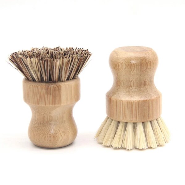 1pcs Palm Pot Brush Bamboo Round Mini Scrub Brush Natural Scrub Brush Wet Cleaning Scrubber for Wash Dishes Pots Pans Vegetables