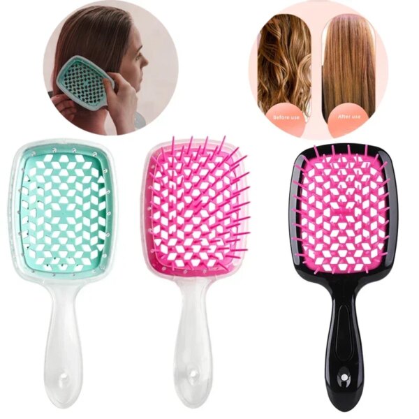 1pcs Wide Teeth Air Cushion Combs Women Scalp Massage Straight Comb Hair Brush Hollowing Out Home Salon DIY Hairdressing Tool