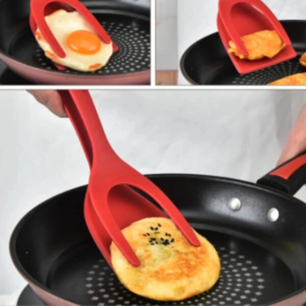 2 In 1 Shovel Clip Silicone Grip Flip Tongs Egg Steak Spatula Tongs Clamp Pancake Fried Turners Cooking Tool Kitchen Accessories