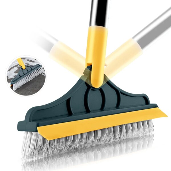 2 in 1 Adjustable V-Shape Cleaning Brush Floor Scrub Magic Broom With Long Handle and Squeegee Bathroom Tile Window Clean Tools