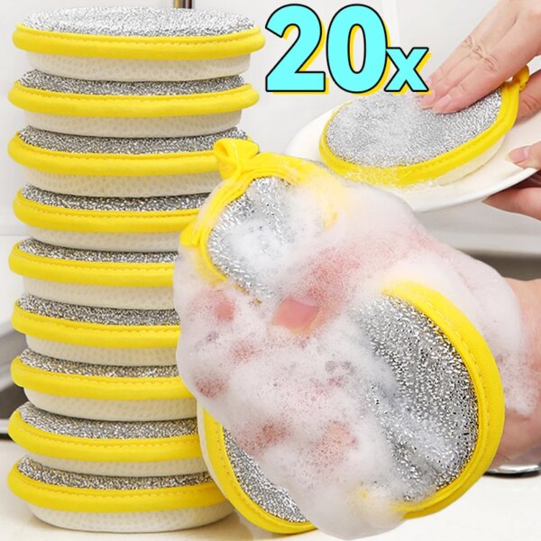 20/10/5PCS Double Side Dishwashing Sponge Dish Washing Brush Pan Pot Dish Wash Sponges Household Cleaning Reusable Kitchen Tools