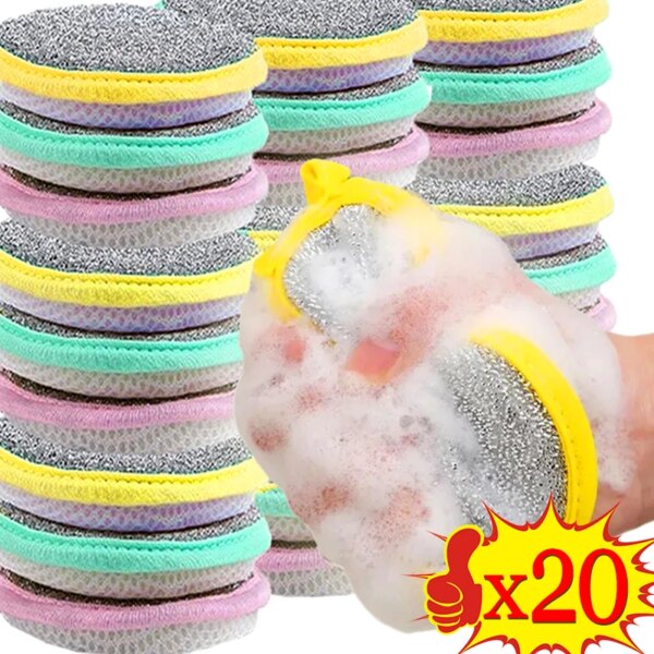 20/1pcs Double Side Dishwashing Sponges Absorbent Scouring Pad Wipe Pan Pot Sponge Brush Kitchen Rags Household Cleaning Tools