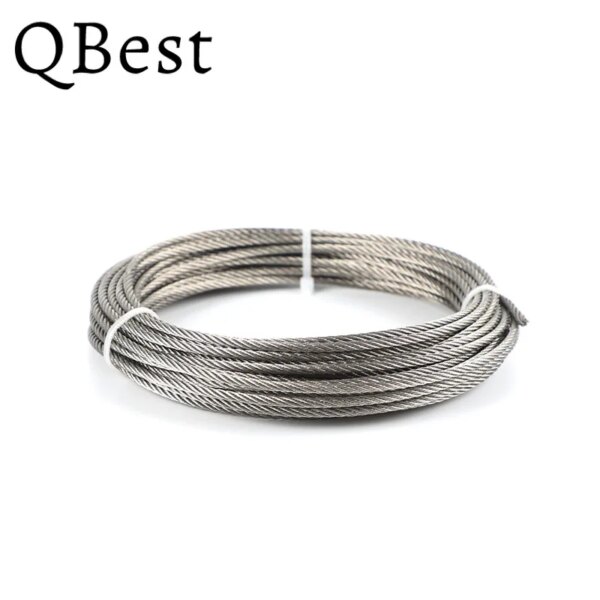 20/50/100mm 0.8/1.5/2/1.5/3/4mm Diameter Steel Wire bare Rope lifting Cable line Clothesline Rustproof 304 Stainless Steel 7*7