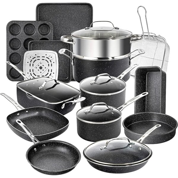 20 Pc Kitchen Pots and Pans Set Non Stick Cookware Set, Kitchen Cookware Sets, Granite Nonstick Cookware Set