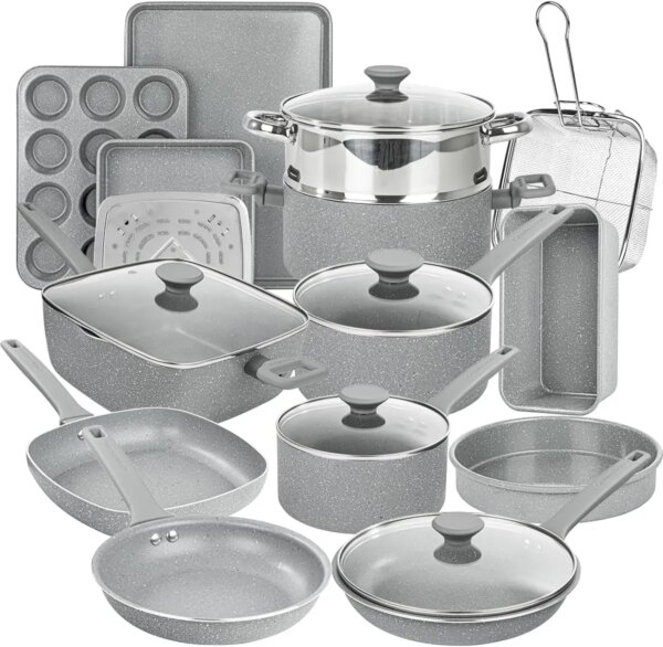 20 Pc Pots and Pans Set Non Stick Cookware Set Kitchen Cookware Sets Pot and Pan and Pot Set Diamond Coated Nonstick