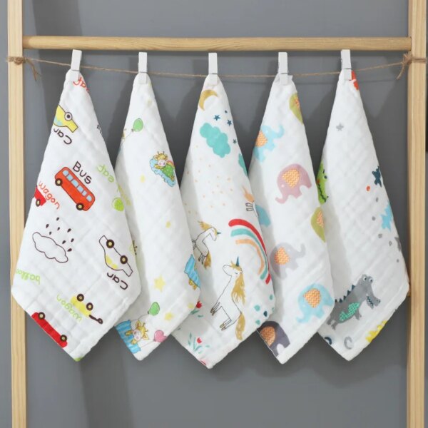 25*25CM Newborn Six Layer Density Cotton Seersucker Burp Cloth Pleated Wash Handkerchief Soft Baby Stuff  Absorbent Saliva Towel