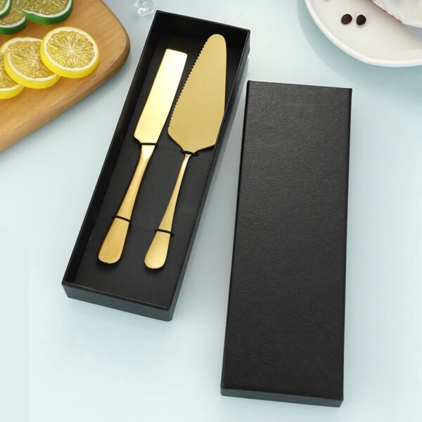 2Pcs/Set Cake Shovel Set Stainless Steel Bread Pizza Knife Dessert Pie Fondant Divider Cutter Spatula Baking Tool Wedding Gifts