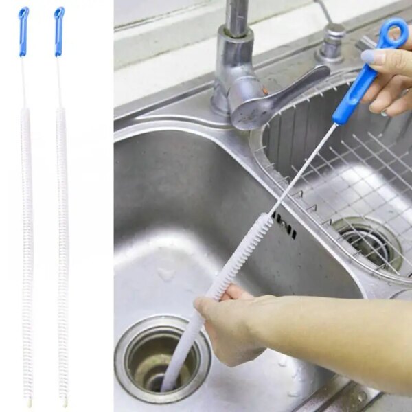 2pcs 71cm Sink Hair Snake Drain Brush Sink Cleaning Brush Drain Unblocker Tool Brush for Kitchen Bathroom Drain Pipe Overflow