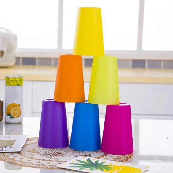 30 Reusable Colored Plastic Cups Set With Plastic Cups For Kitchen Household Outdoor Portable Flat Bottomed Beer Cups