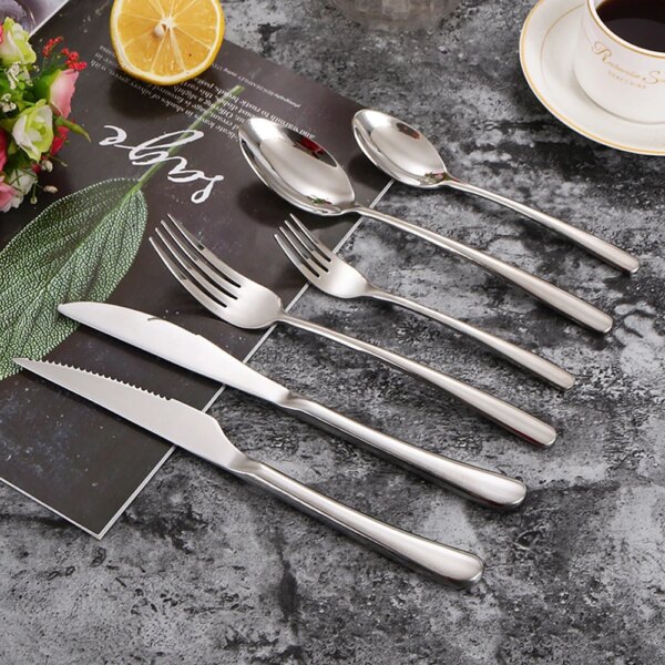 304 stainless Dinnerware Set 6Pieces Cutlery Set Steel Western Tableware Classic Dinner Set Knife Fork Restaurant Dining