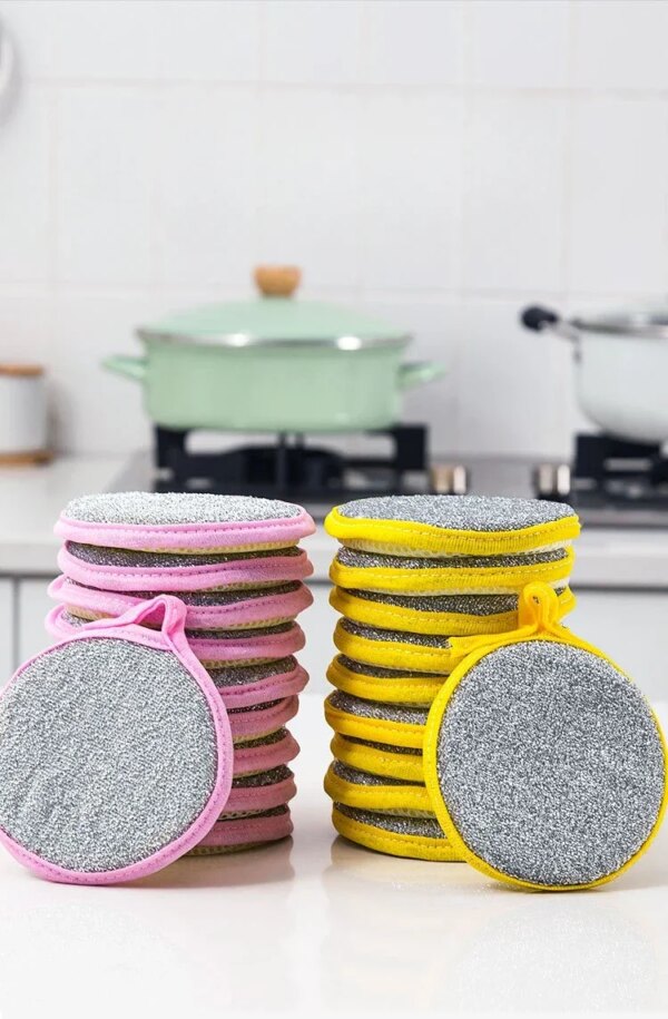 3PCS Double Side Dishwashing Sponge Dish Washing Brush Pan Pot Dish Wash Sponges Household Cleaning Reusable Kitchen Tools