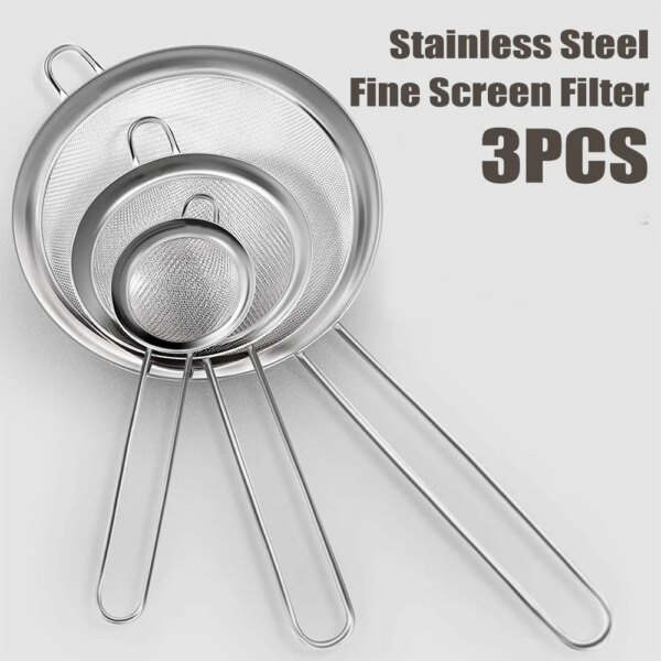 3Pcs Fine Mesh Strainer Set Stainless Steel 3\