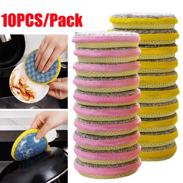 5/10Pcs Double Side Dishwashing Sponges Dish Washing Wipe Kithen Pot Bowls Cleaner Sponge Wipes Household Cleaning Kitchen Tools