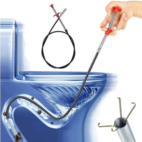 57cm Sewer Pipe Unblocker Snake Spring Pipe Dredging Tool Kitchen Bathroom Sewer Cleaning Tool Kitchen Bending sink tool